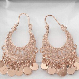 NTLX Rose Gold Boho Filigree Dangle Earrings – Gift Boxed, New